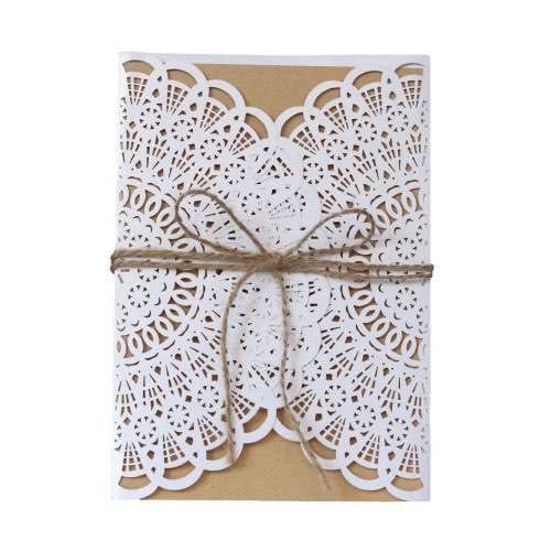 Thank You Card With Hemp Rope Laser Cut Invitation Wedding Supplies